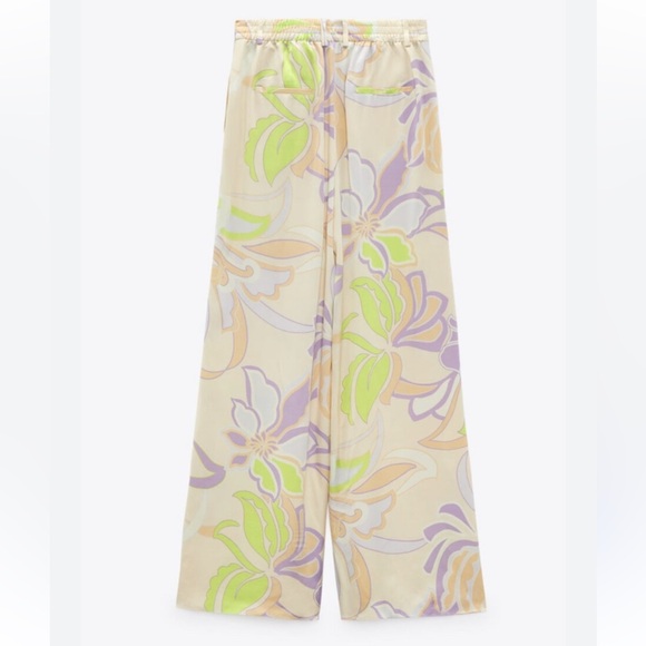 ZARA PRINTED PALAZZO TROUSERS HIGH WAIST XXL - Picture 3 of 11
